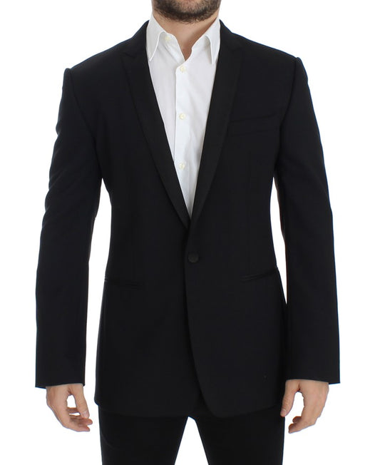 Dolce & Gabbana Elegant Black Wool Blend Slim Fit Blazer