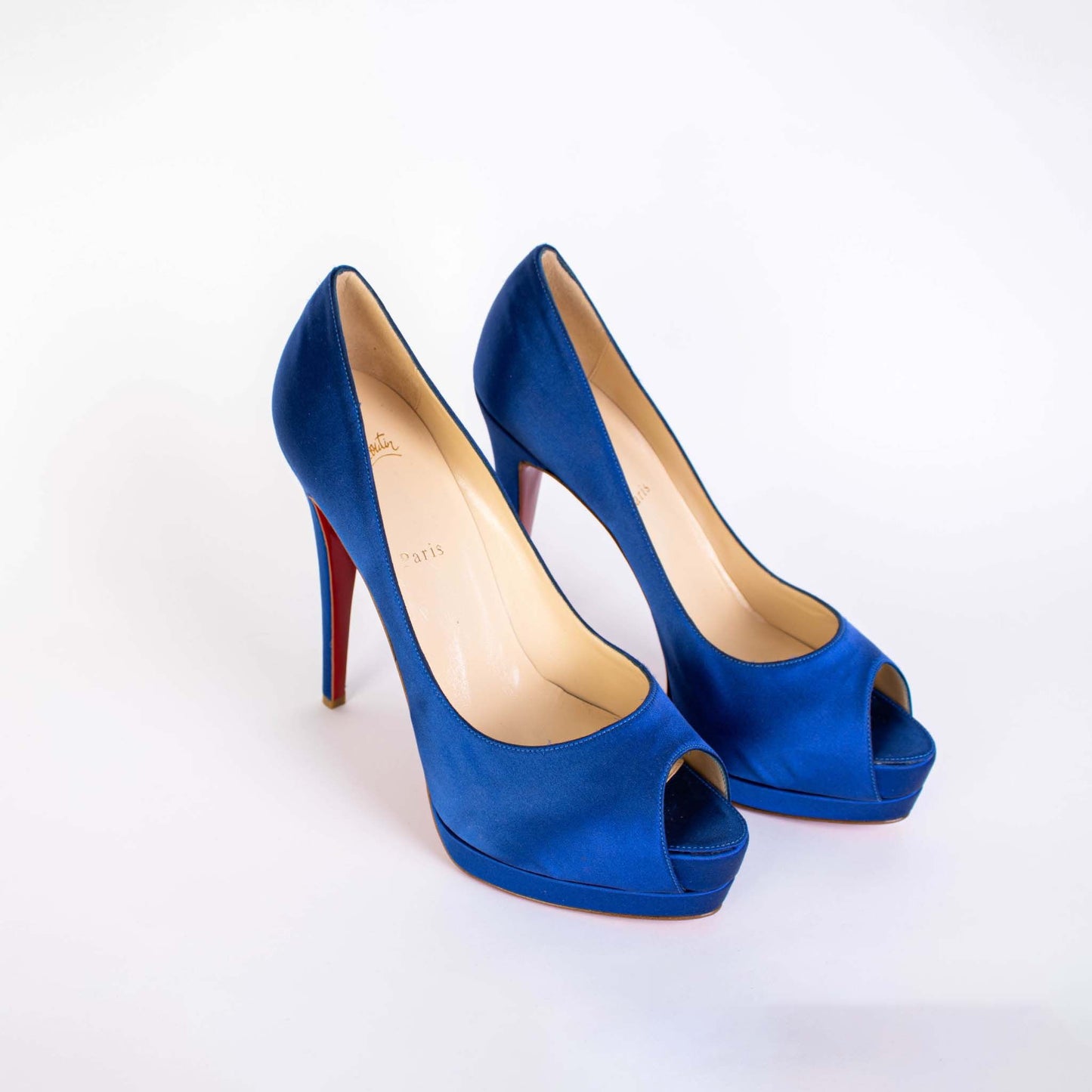 Christian Louboutin Elegant Blue Satin Altadama Pumps