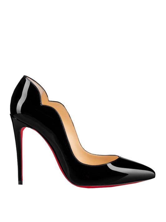 Christian Louboutin Elegant Black Leather Heels with Iconic Red Sole