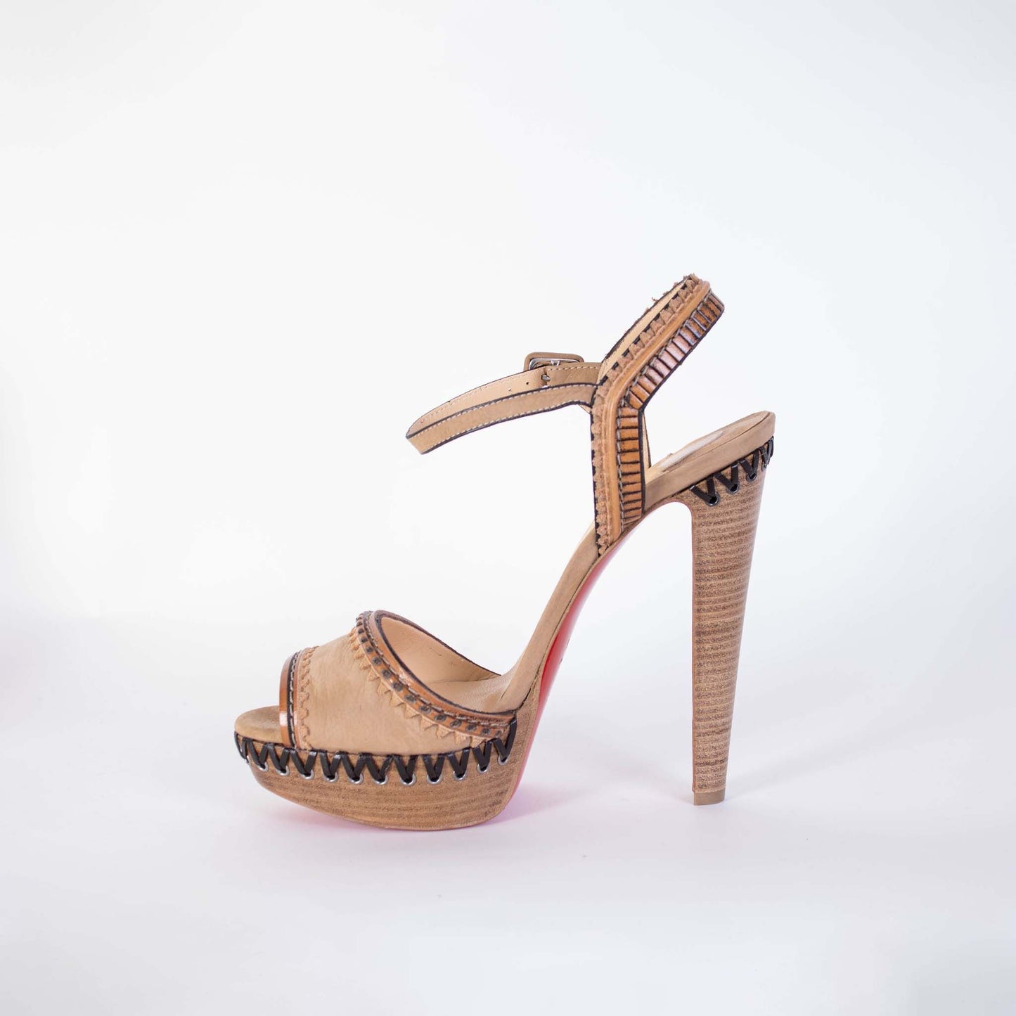 Christian Louboutin Chic Beige High-Heel Suede Sandals