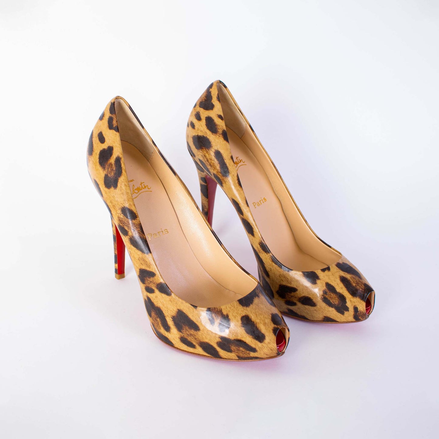 Christian Louboutin Elegant Leopard Print Leather Pumps