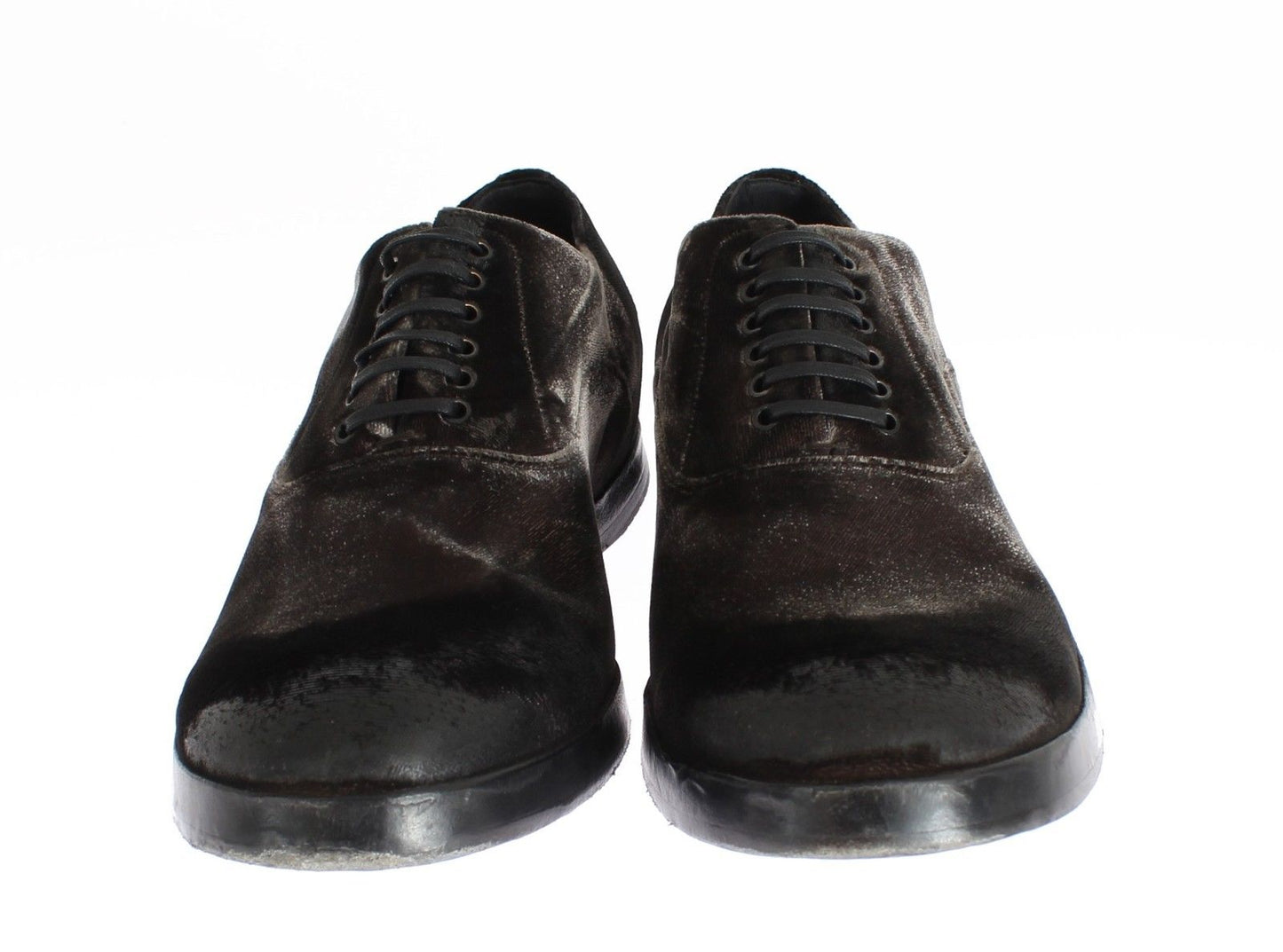 Dolce & Gabbana Elegant Brown Velvet Vintage Lace-Up Shoes