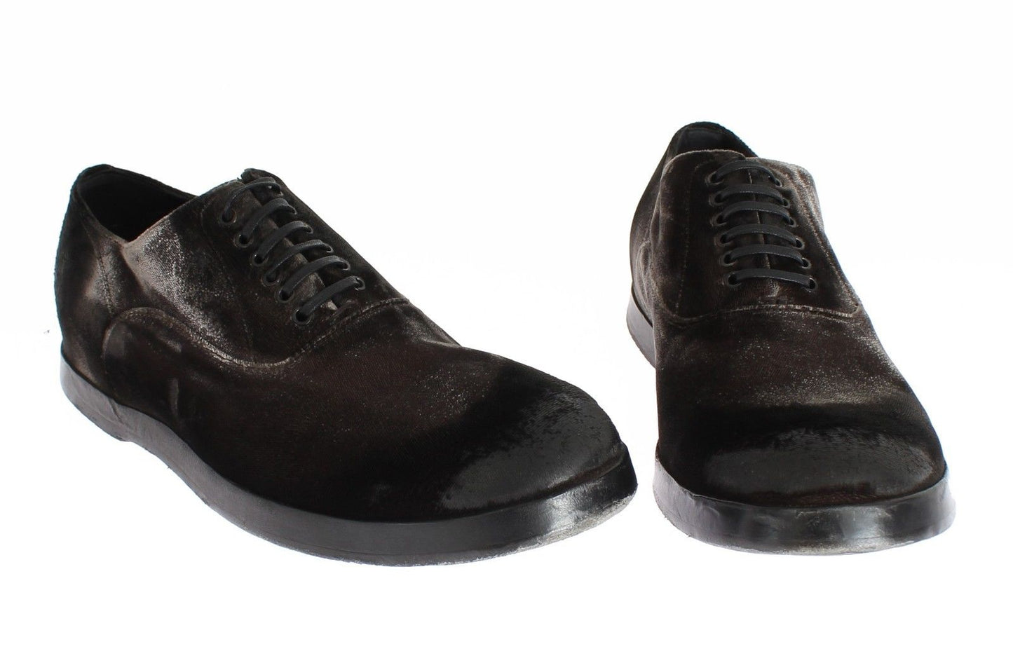 Dolce & Gabbana Elegant Brown Velvet Vintage Lace-Up Shoes