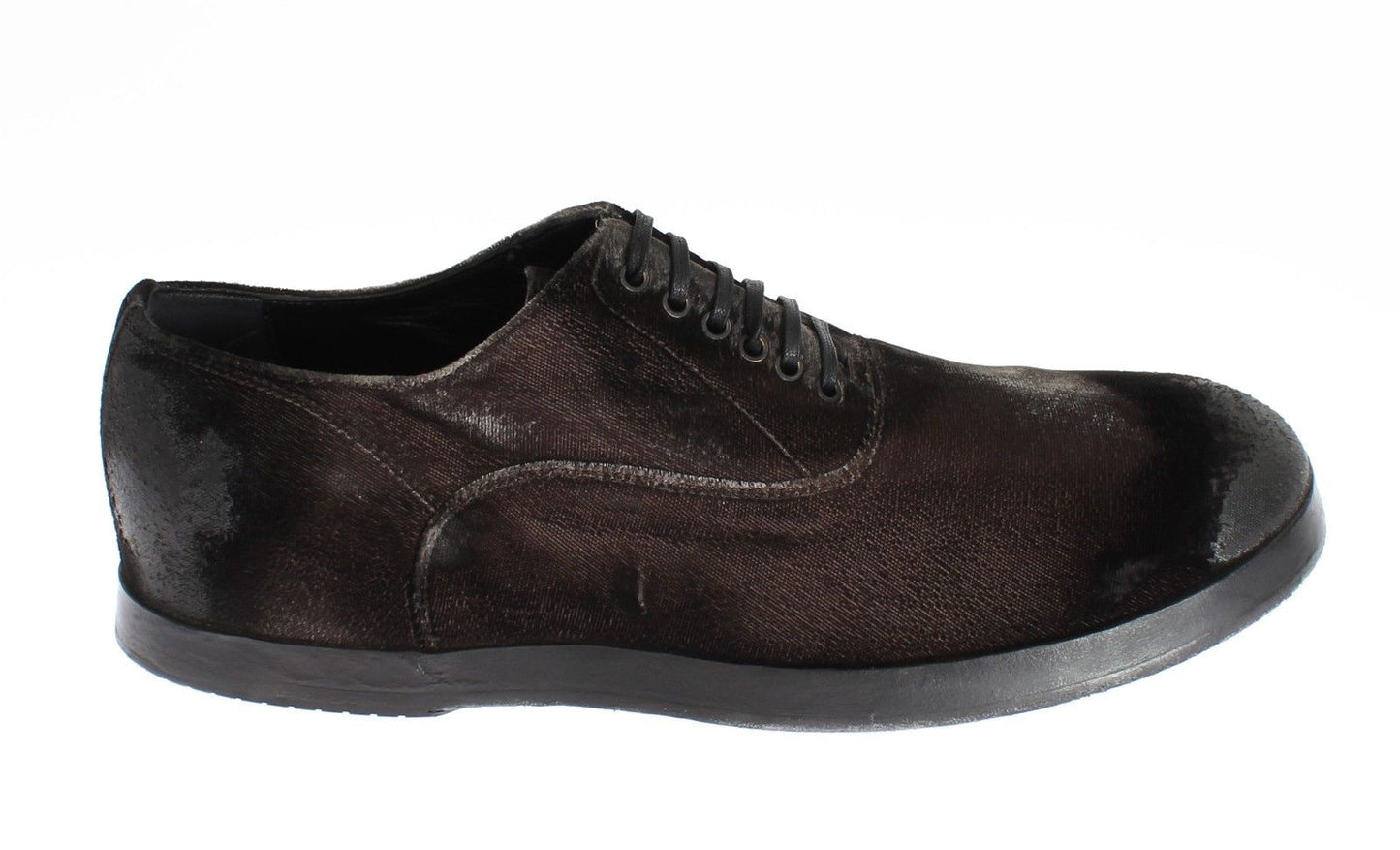 Dolce & Gabbana Elegant Brown Velvet Vintage Lace-Up Shoes