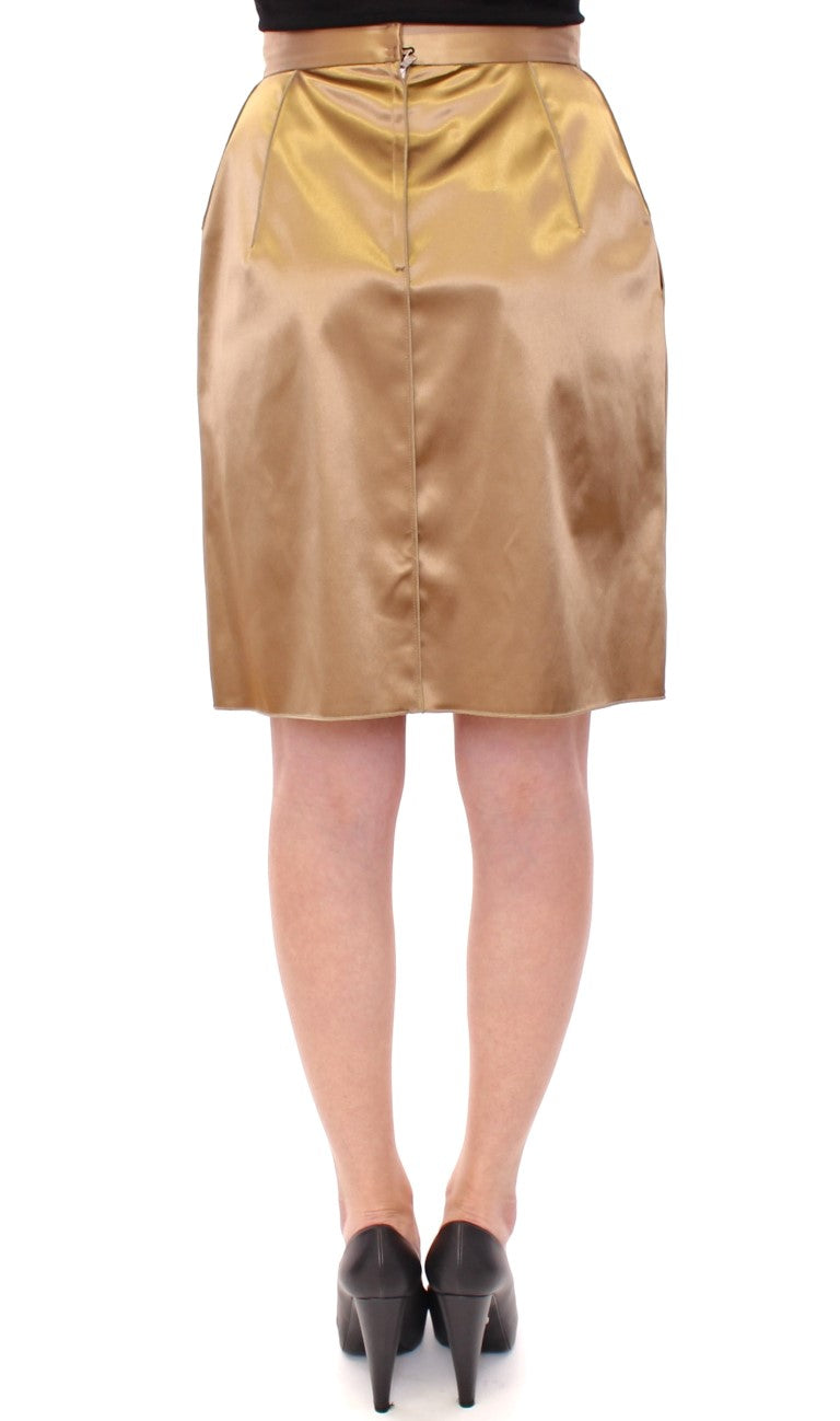 Dolce & Gabbana Elegant Gold-Tone Midi Pencil Skirt