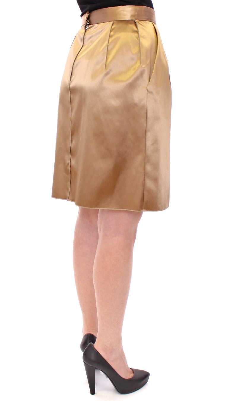 Dolce & Gabbana Elegant Gold-Tone Midi Pencil Skirt