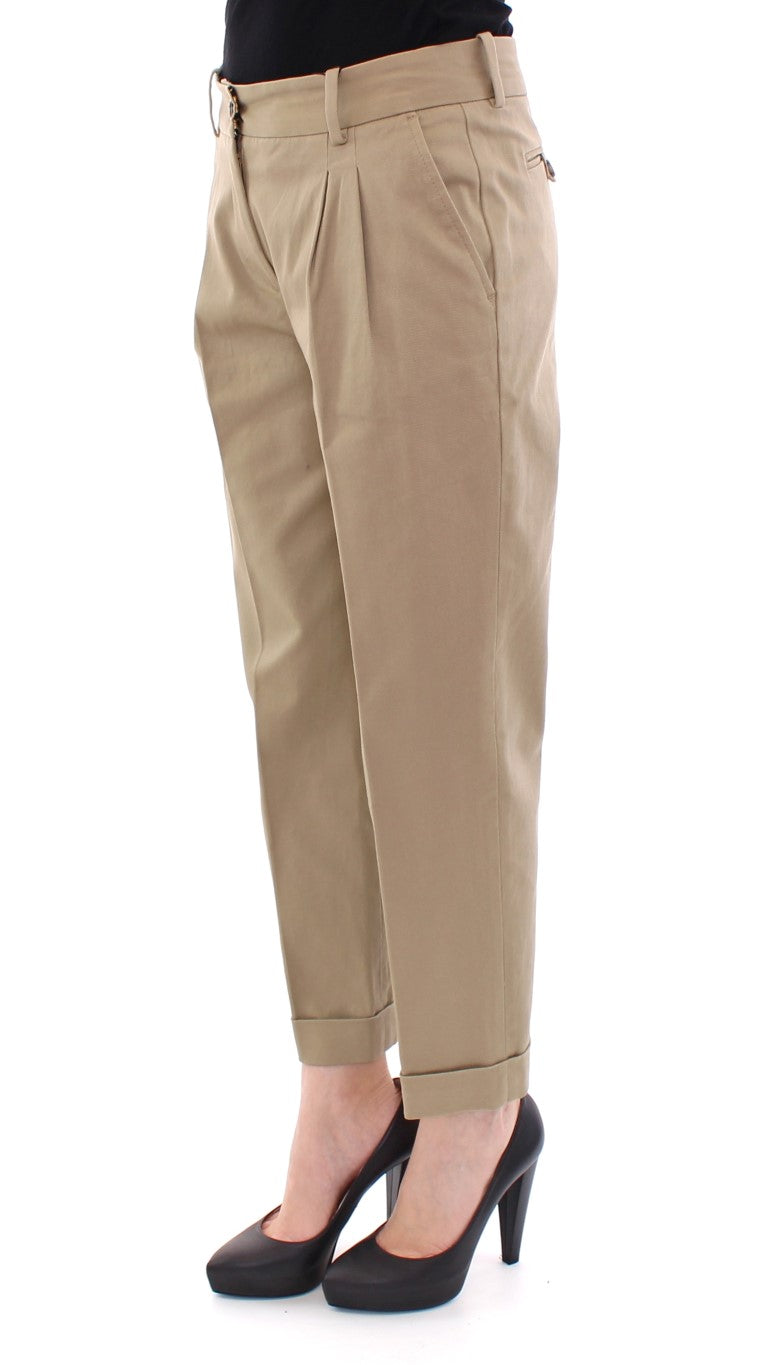 Dolce & Gabbana Chic Beige Cotton Blend Trousers