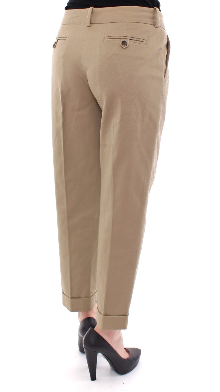 Dolce & Gabbana Chic Beige Cotton Blend Trousers