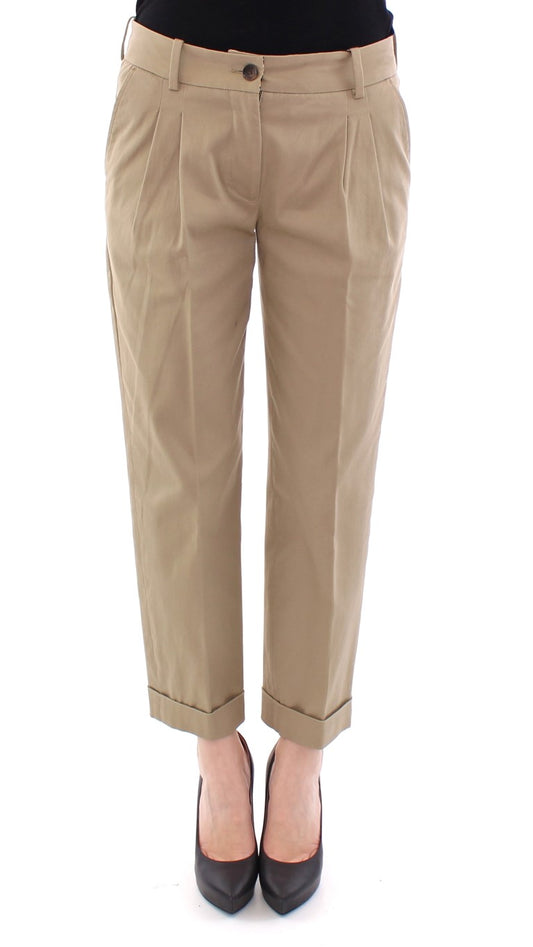 Dolce & Gabbana Chic Beige Cotton Blend Trousers