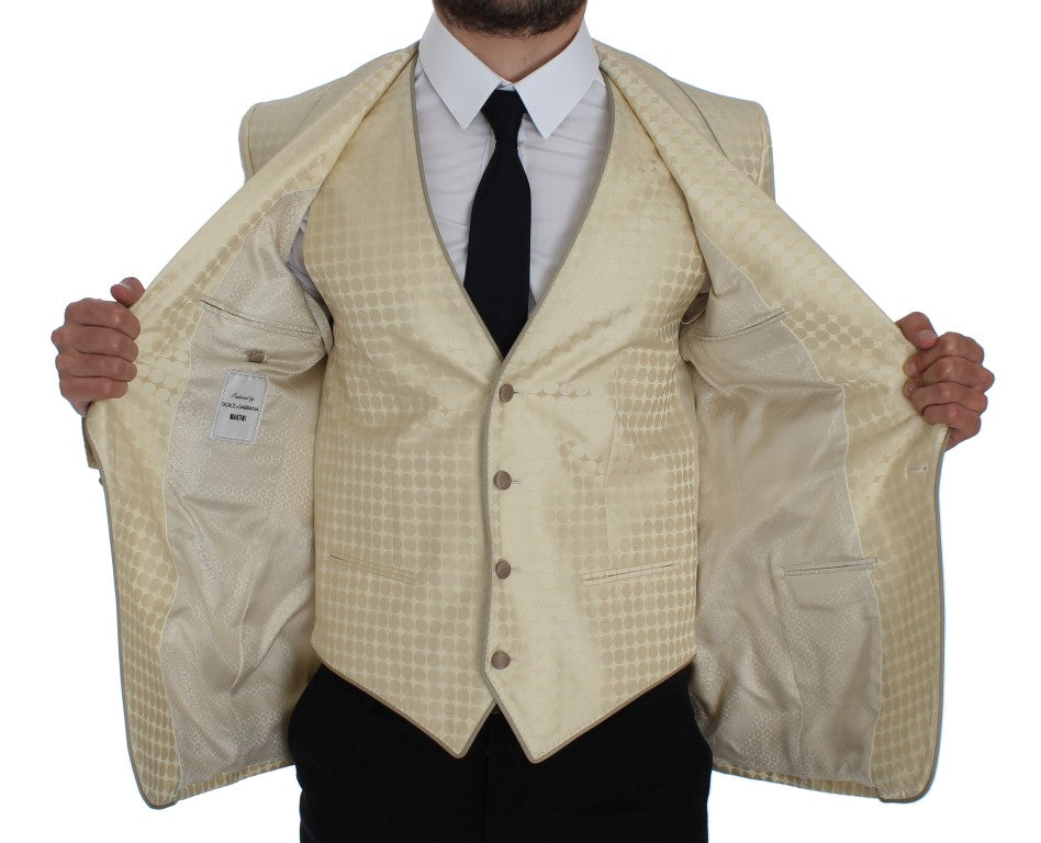 Dolce & Gabbana Sophisticated Beige Polka Dotted Blazer & Vest