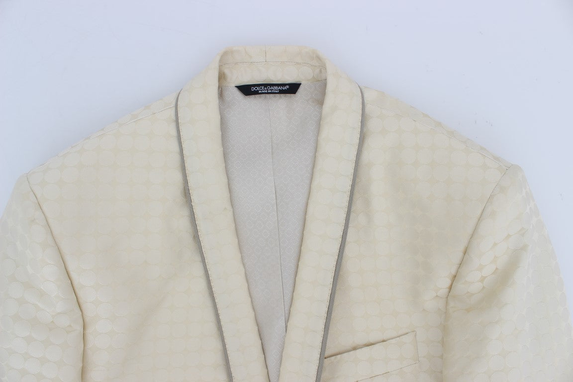 Dolce & Gabbana Sophisticated Beige Polka Dotted Blazer & Vest