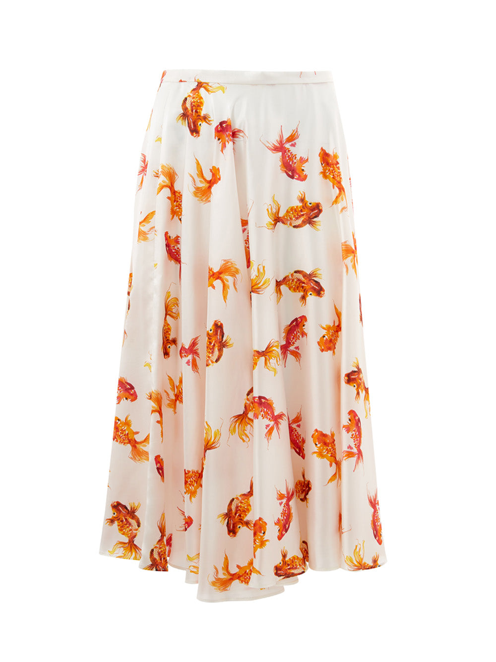 Lardini Elegant Flared Print Skirt in Vibrant Orange