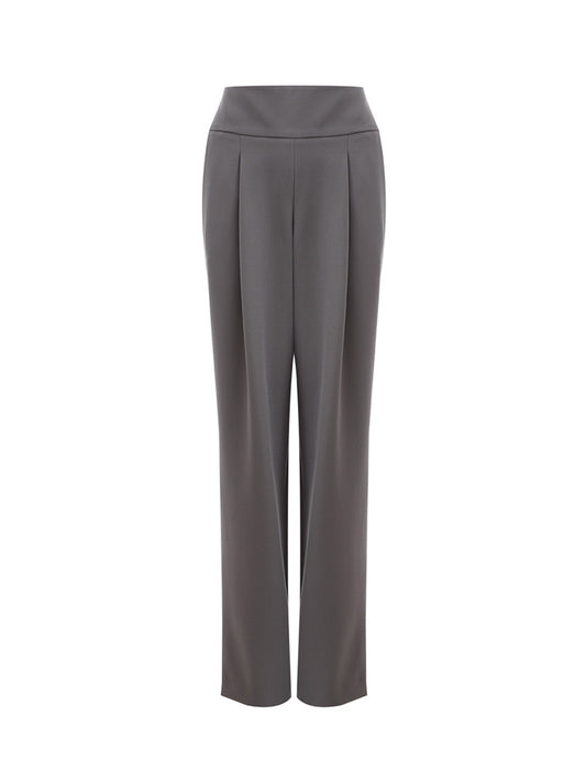 Lardini Elegant Grey Palazzo Wool Trousers