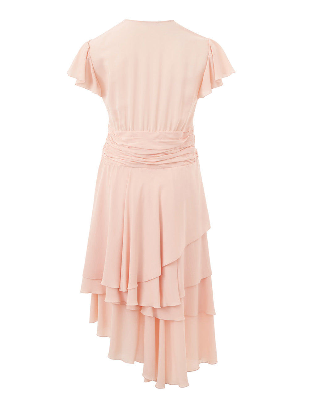 Lardini Elegant Pink Ruffled V-Neck Dress