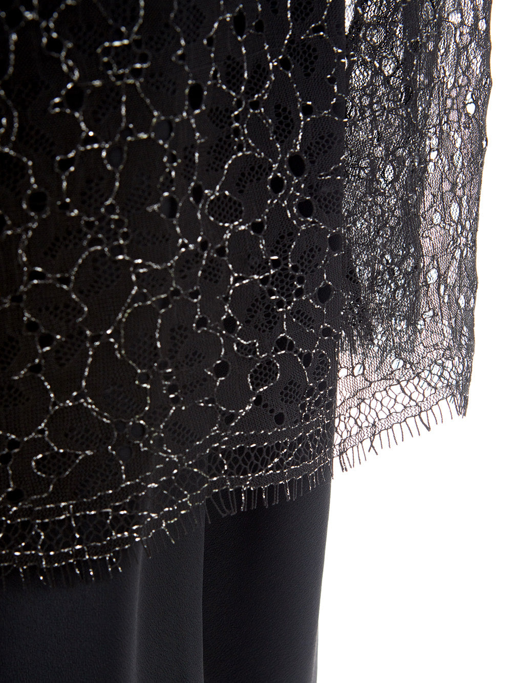 Lardini Elegant Black Lace-Embellished Long Dress