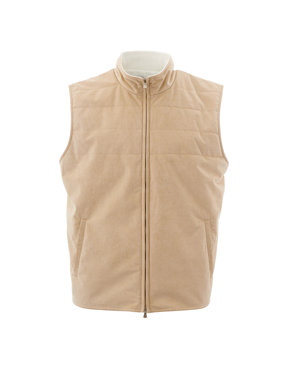 Gran Sasso Elegant Beige Quilted Sleeveless Jacket