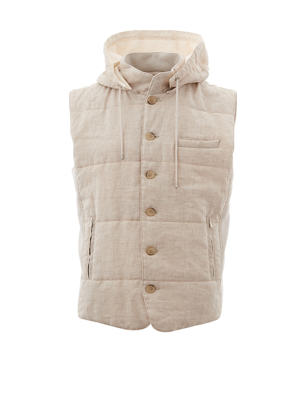 Gran Sasso Elegant Beige Quilted Linen Vest