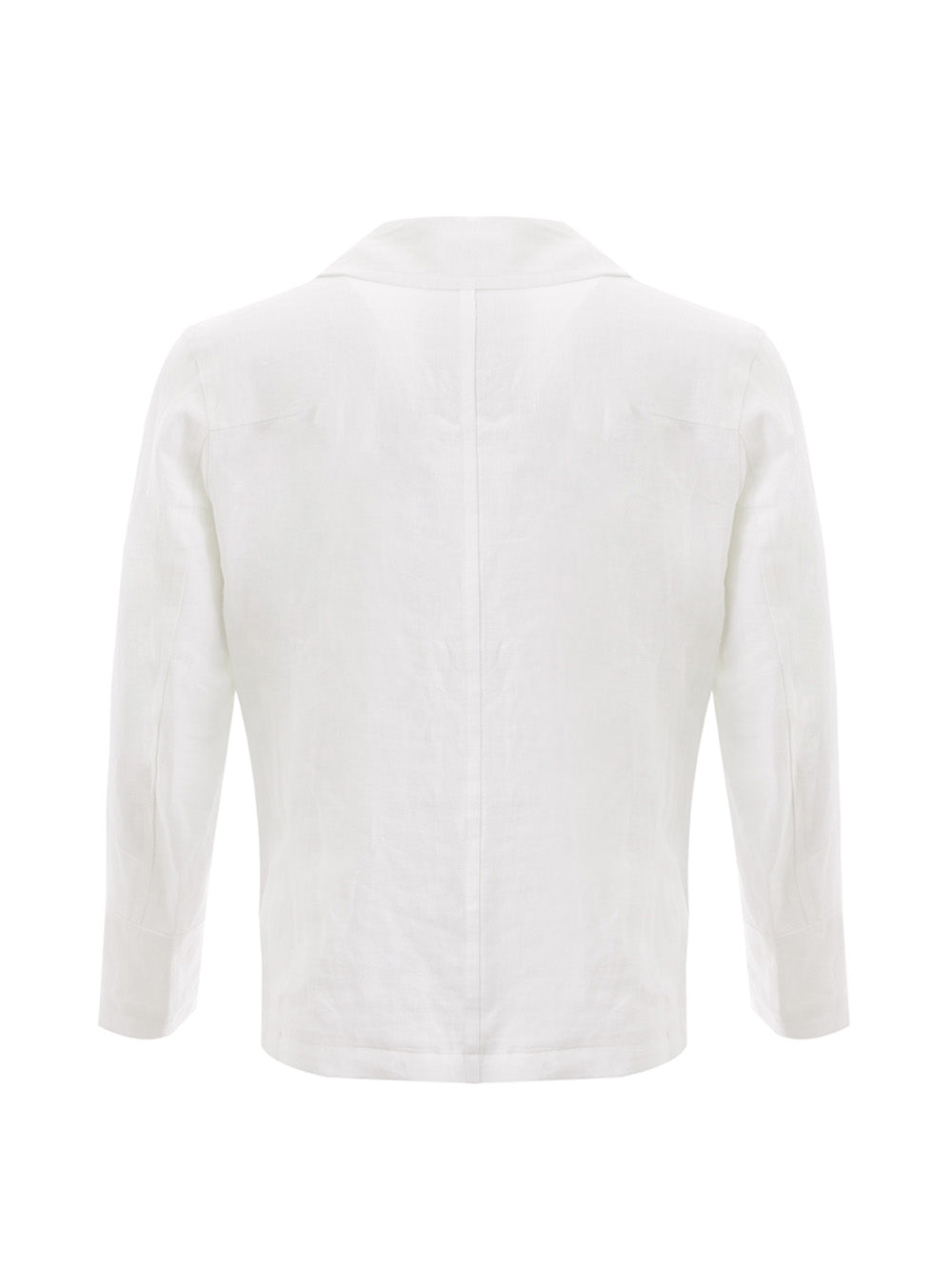 Sealup Elegant White Linen Double-Breasted Jacket