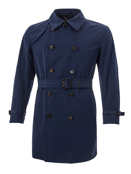 Sealup Elegant Blue Double Breasted Trench Coat