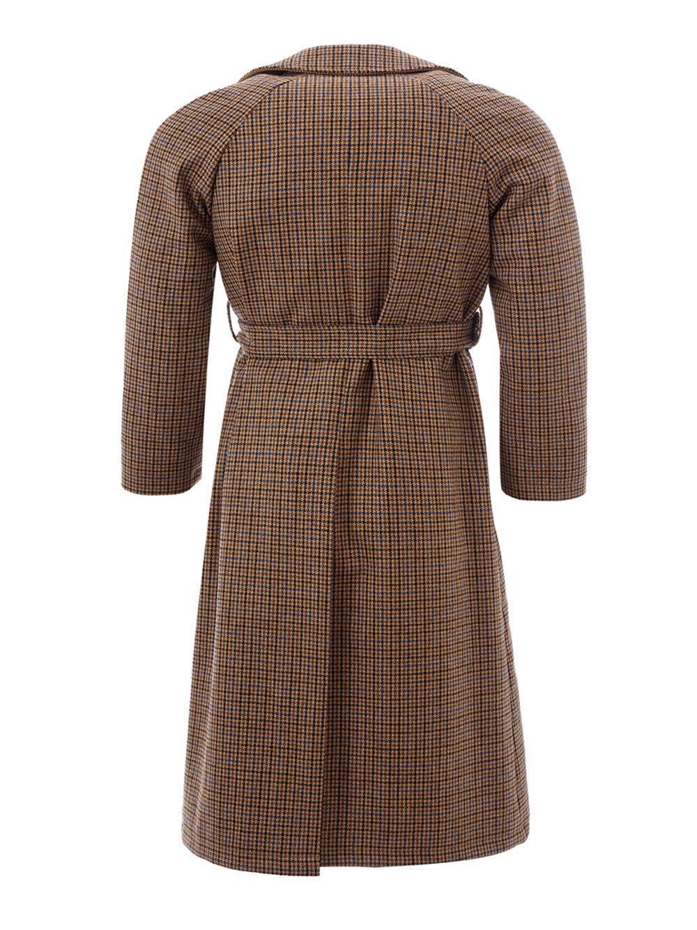 Sealup Chic Checkered Wool Long Coat in Brown