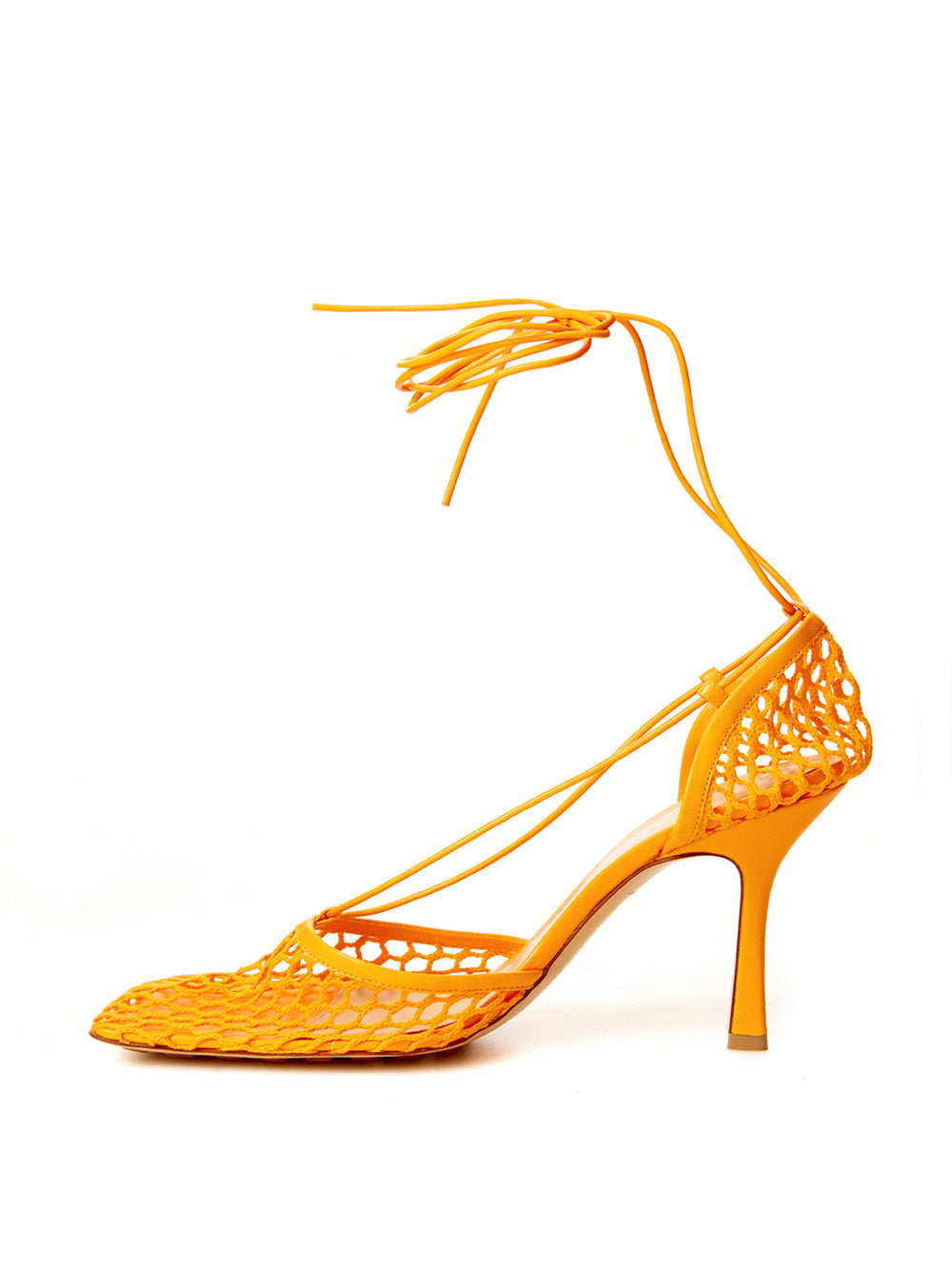 Bottega Veneta Elegant Orange Leather-Trimmed Pumps