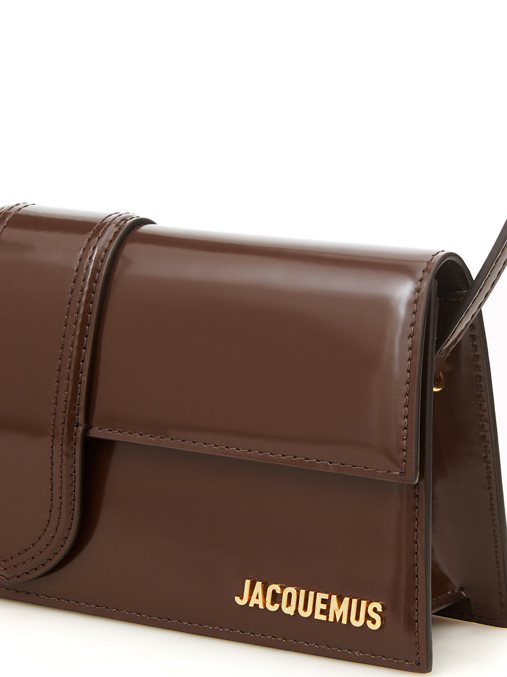 Jacquemus Elegant Brown Patent Leather Shoulder Bag