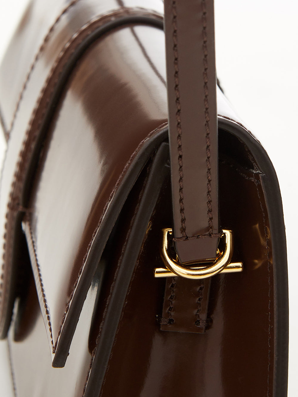 Jacquemus Elegant Brown Patent Leather Shoulder Bag