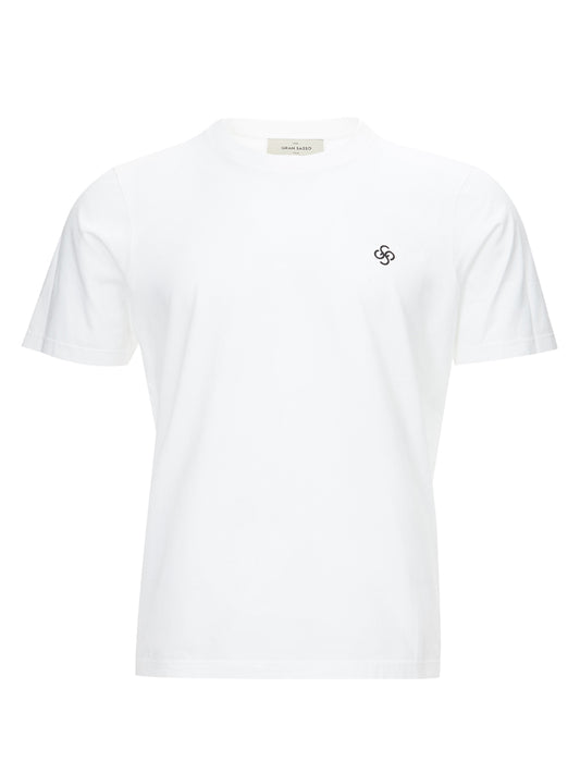 Gran Sasso Elegant White Logo Cotton Tee