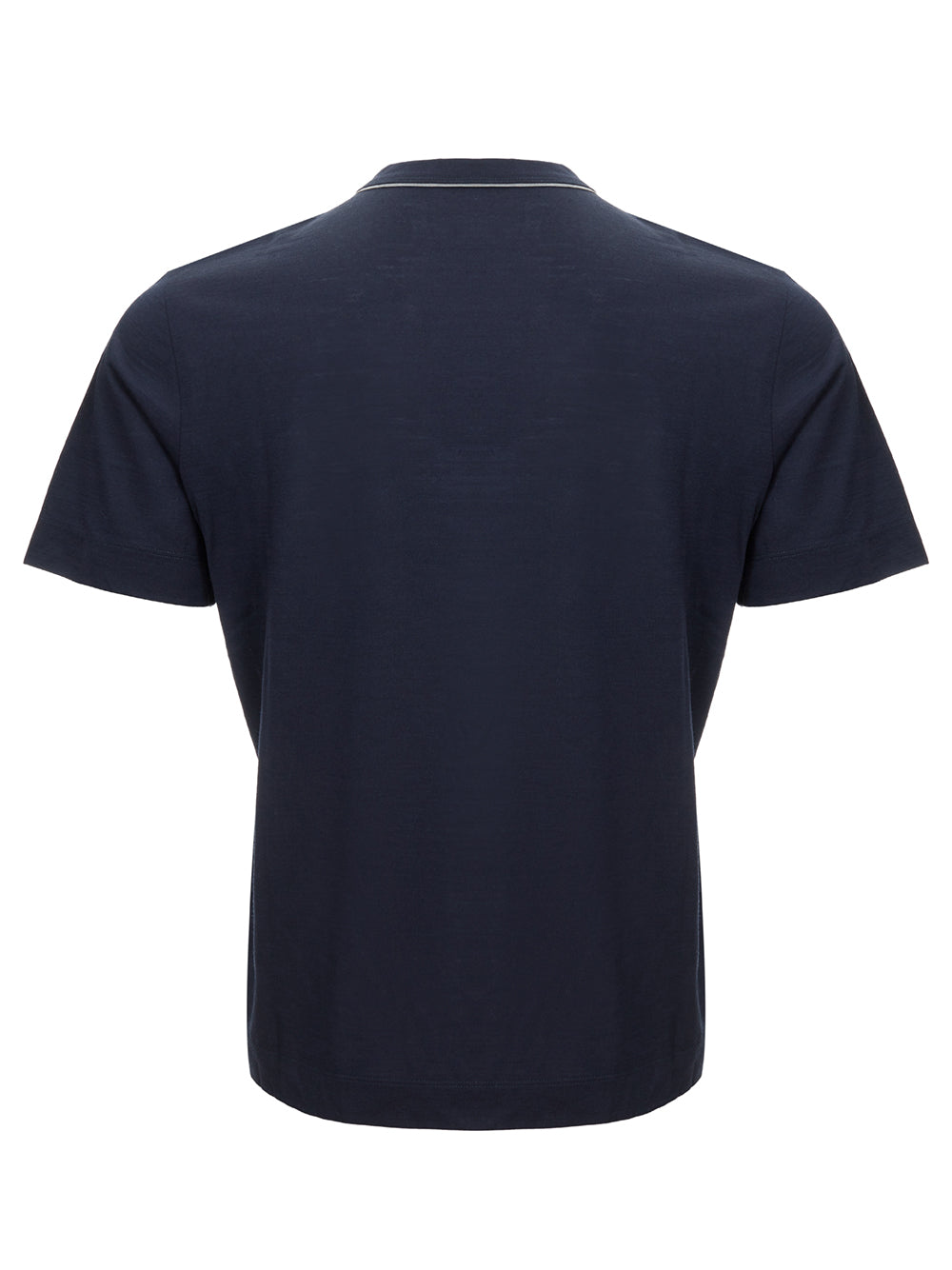 Gran Sasso Elegant Blue Wool Tee with Piping Detail