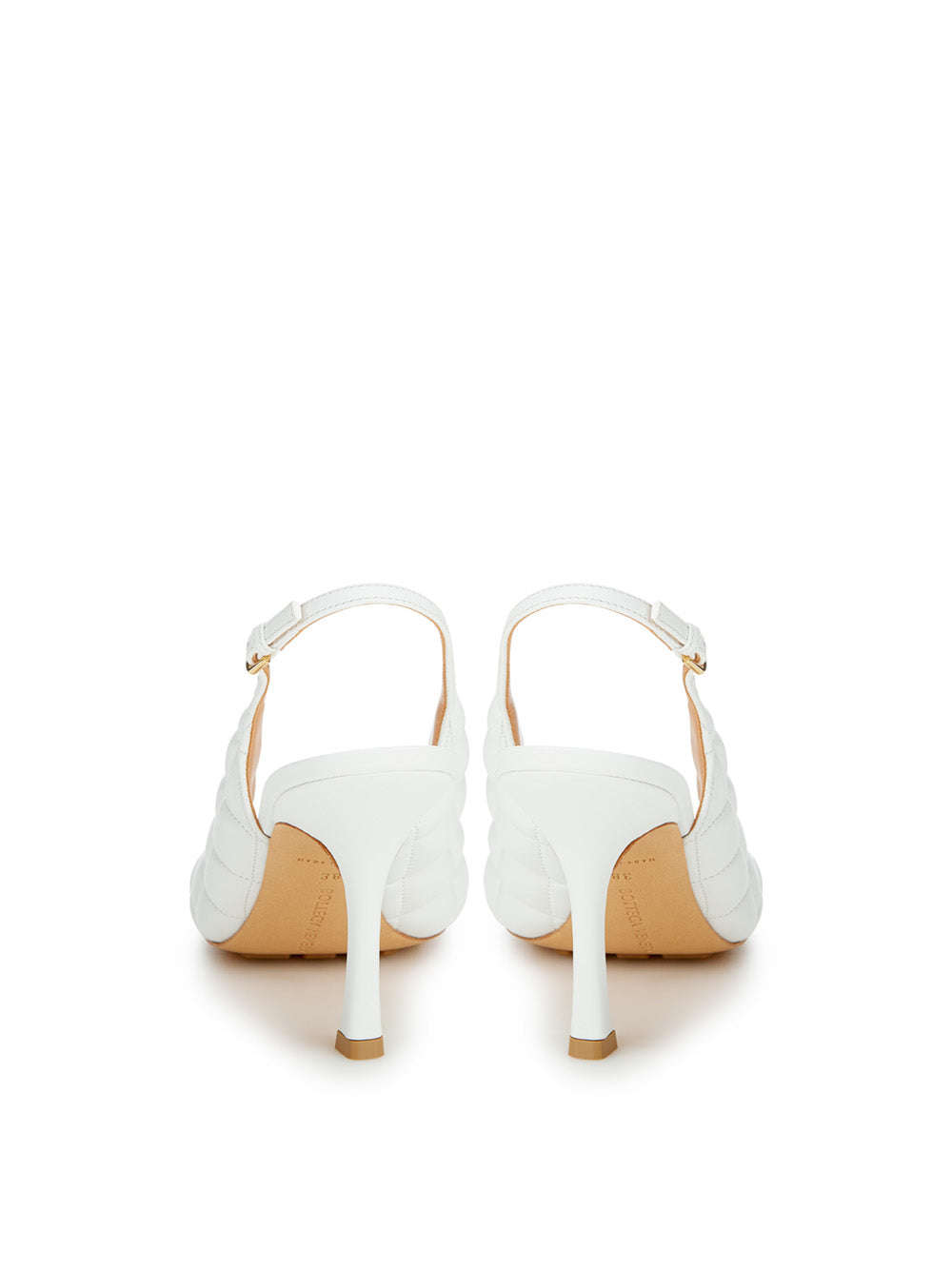 Bottega Veneta Elegant White Nappa Matelassé Slingback Décolleté