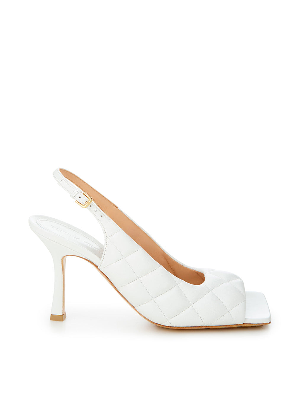 Bottega Veneta Elegant White Nappa Matelassé Slingback Décolleté