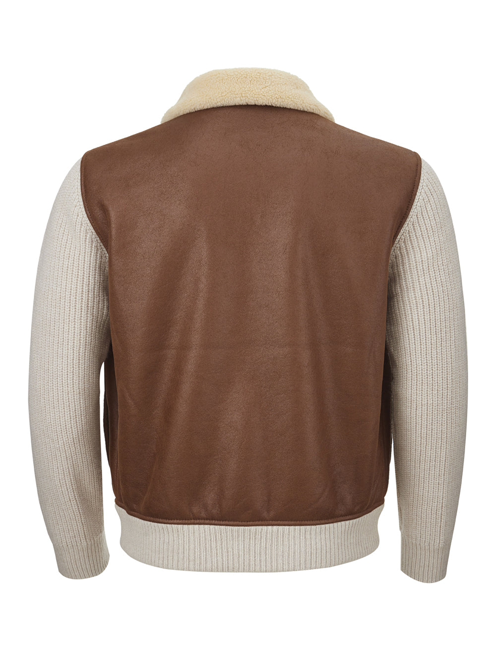 Gran Sasso Elegant Wool and Eco-Leather Jacket with Fur Collar