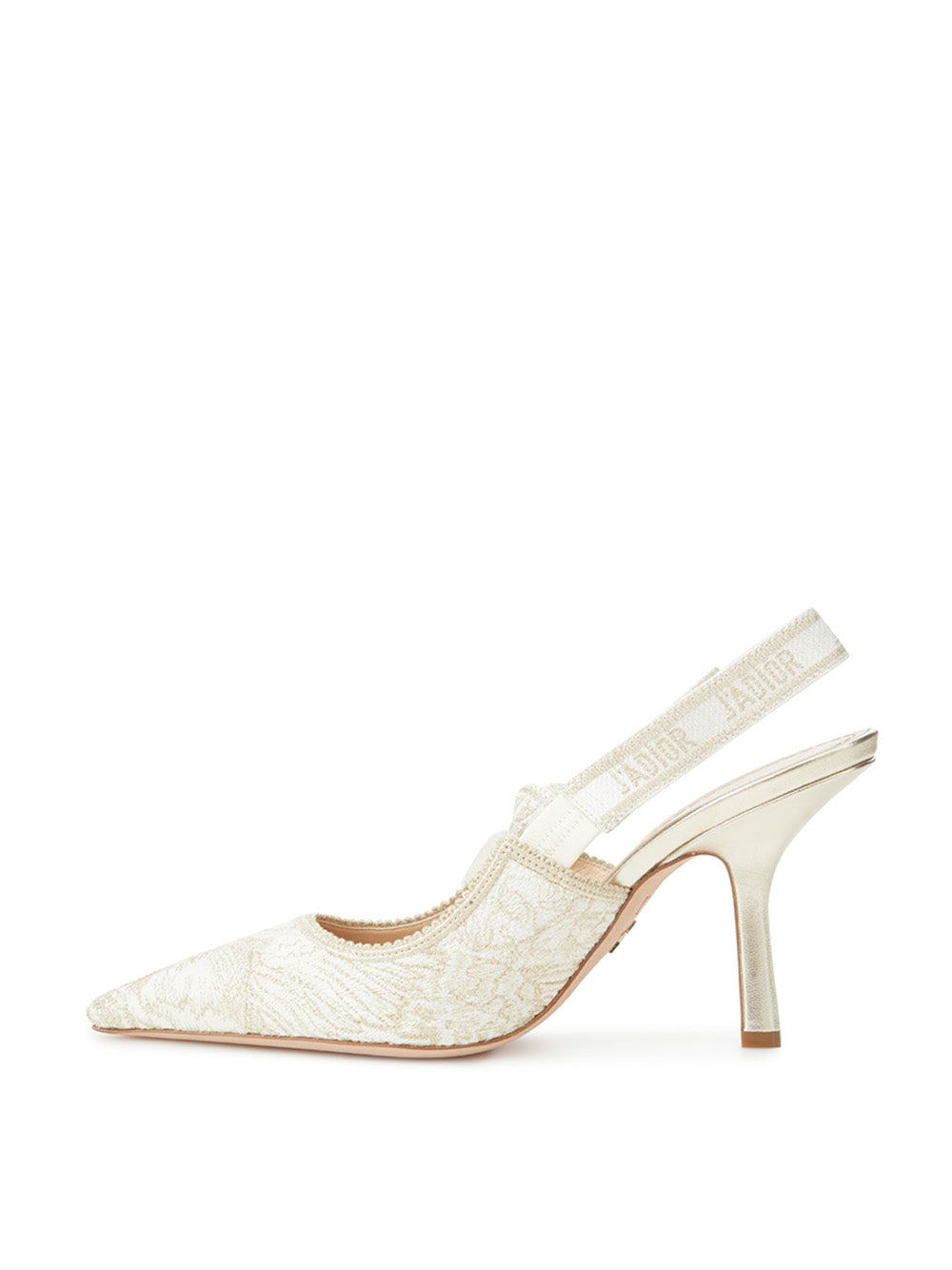 Dior Elegant Ivory Slingback Pumps with Embroidery