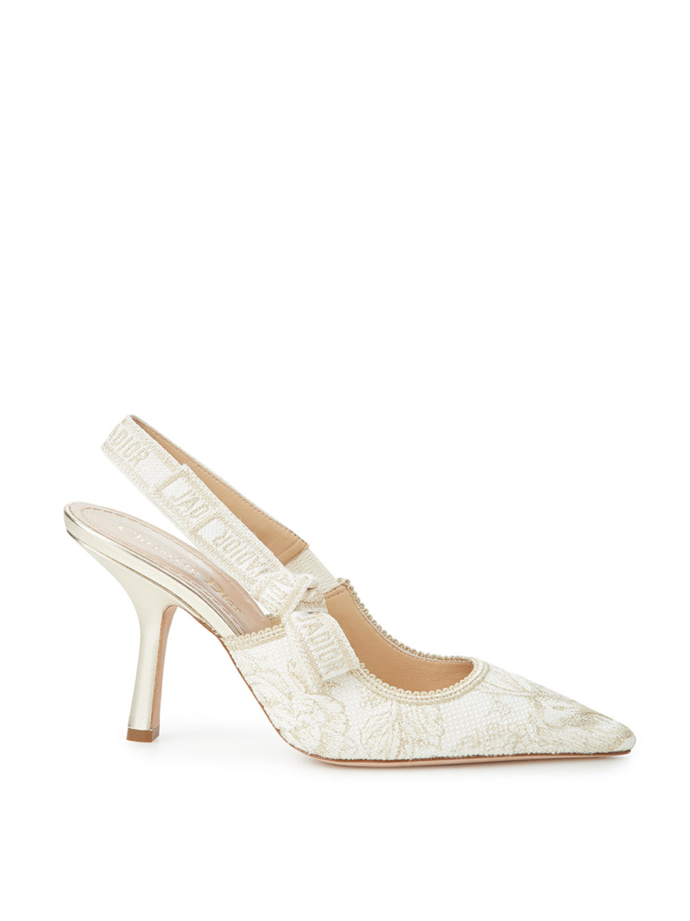 Dior Elegant Ivory Slingback Pumps with Embroidery