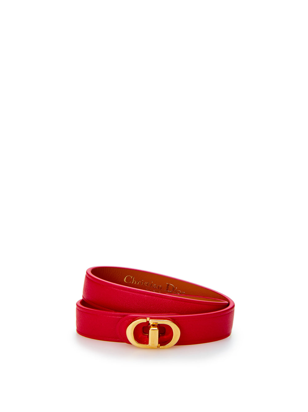 Dior Elegant Red Leather Double Band Bracelet