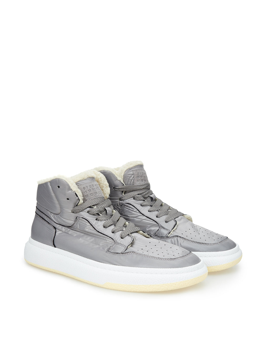 MM6 Maison Margiela Elevated Grey High-Top Fur-Lined Sneakers