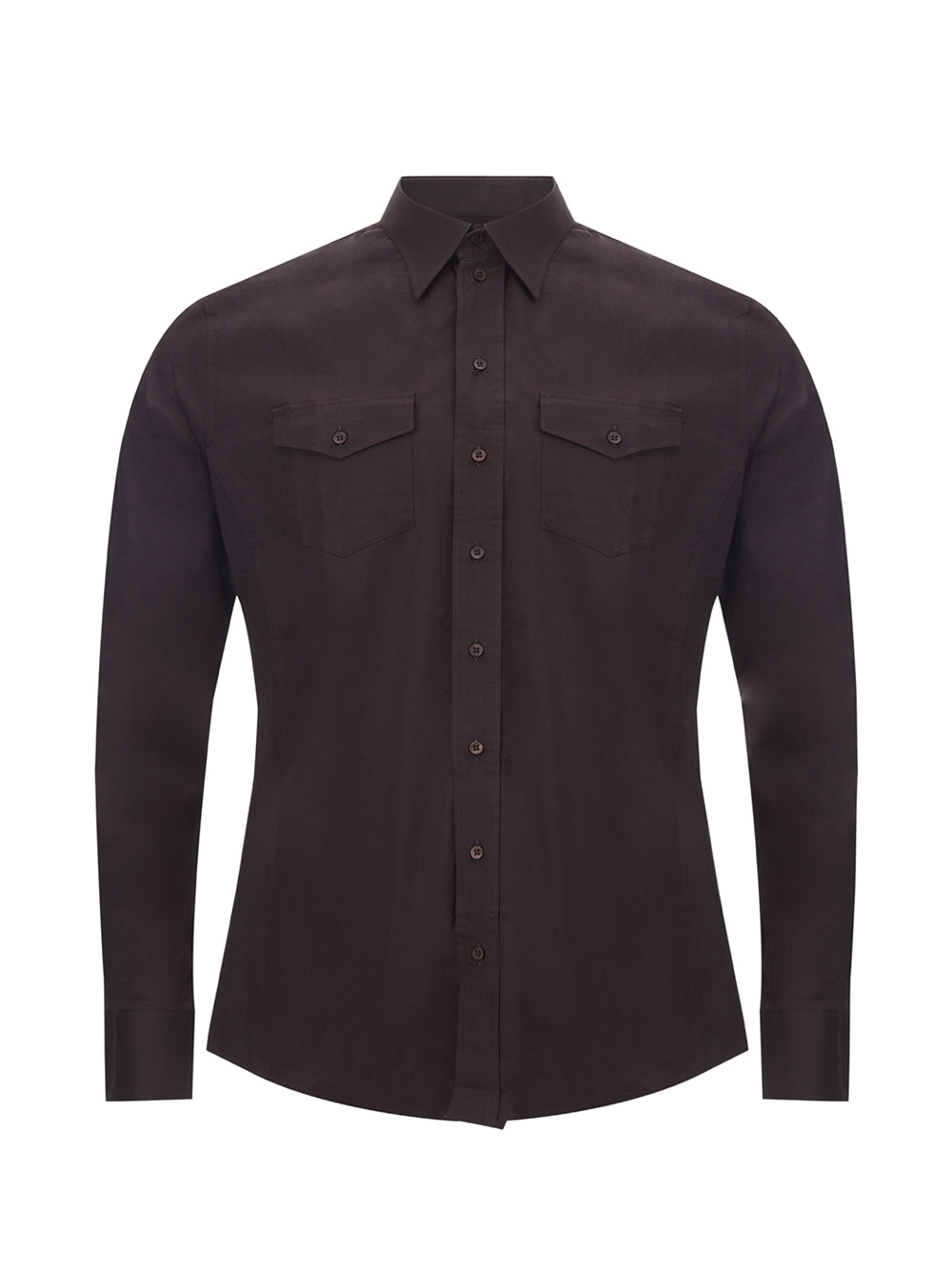 Dolce & Gabbana Sleek Dark Brown Slim Fit Cotton Shirt