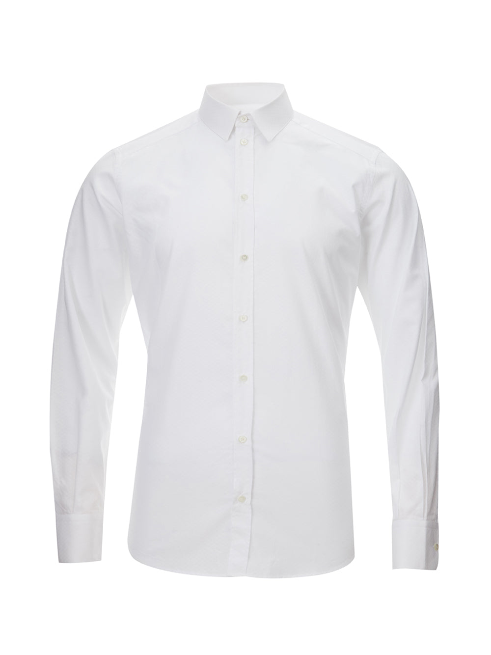 Dolce & Gabbana Elegant White Cotton Micro Honeycomb Shirt