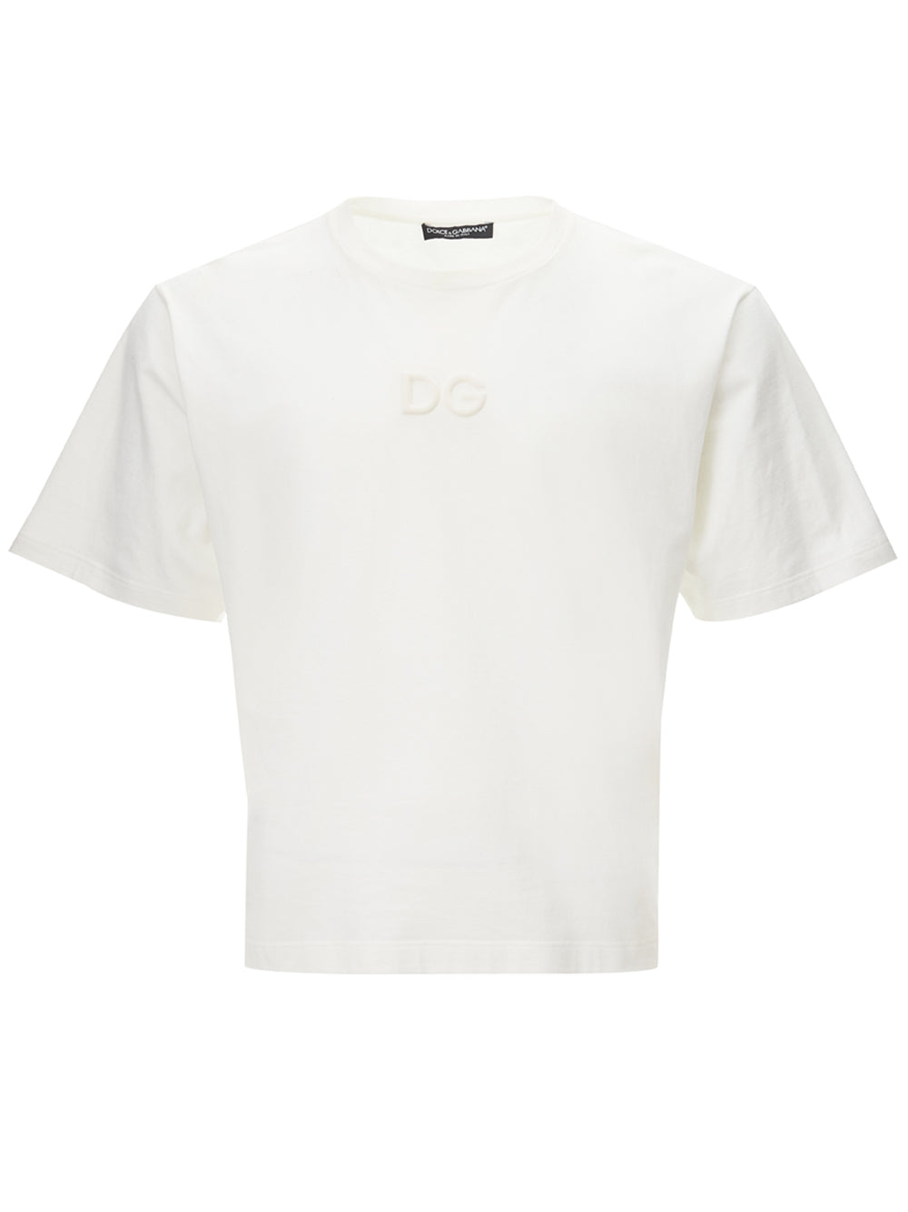 Dolce & Gabbana Elegant White Cotton Tee with 3D Logo