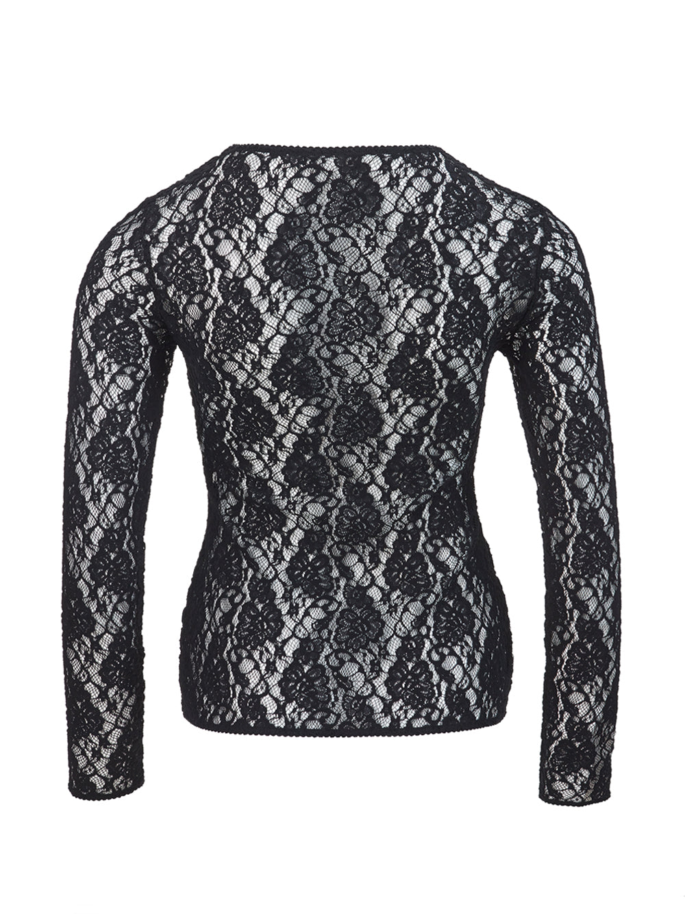 Dolce & Gabbana Elegant Black Lace Top with Logo Waistband