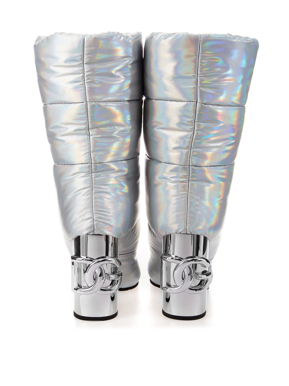 Dolce & Gabbana Silver Quilted Glamour Ankle Boots