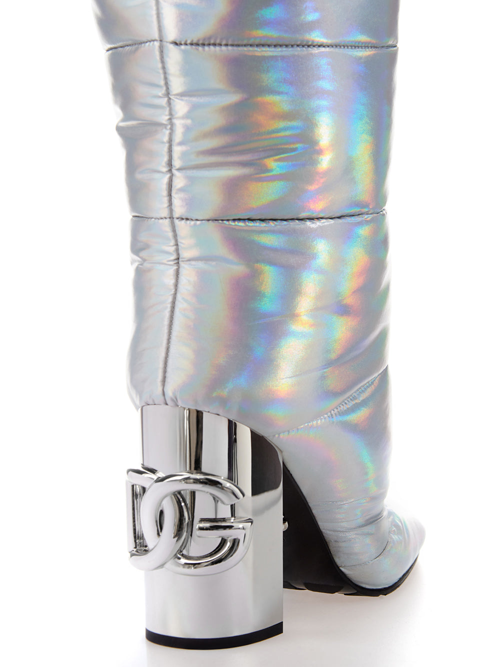 Dolce & Gabbana Silver Quilted Glamour Ankle Boots