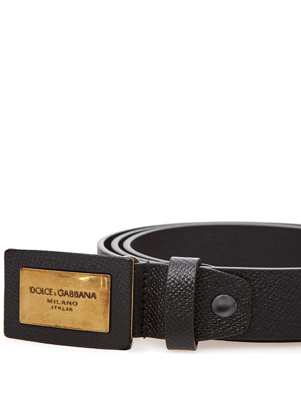 Dolce & Gabbana Elegant Black Leather Belt with Gold Buckle