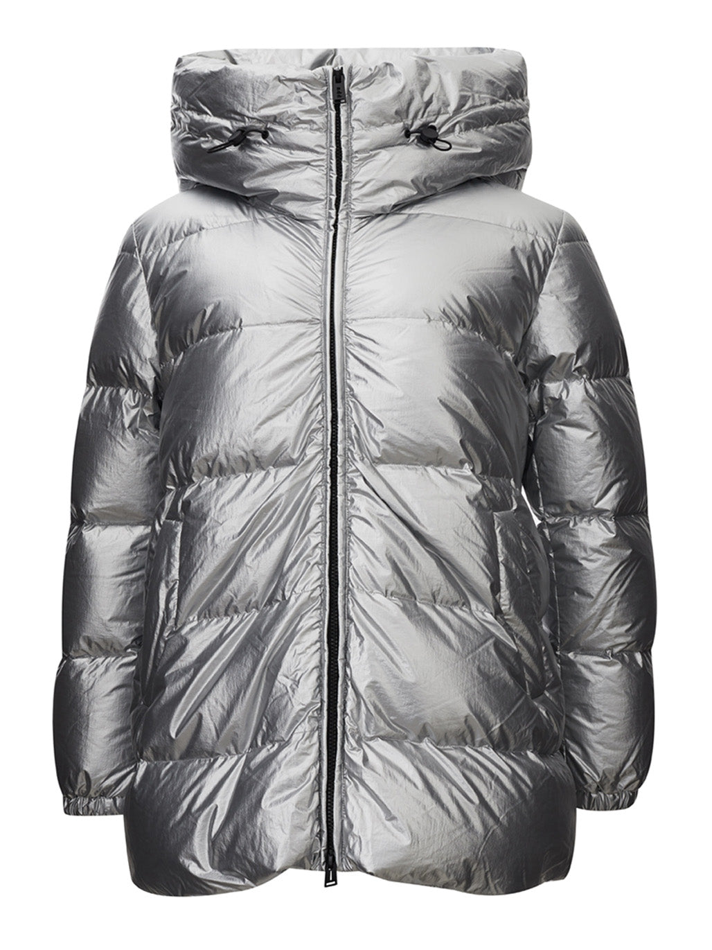 Add Chic Chrome Silver Quilted Puffy Jacket