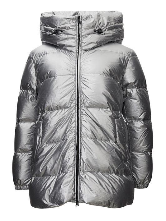 Add Chic Chrome Silver Quilted Puffy Jacket