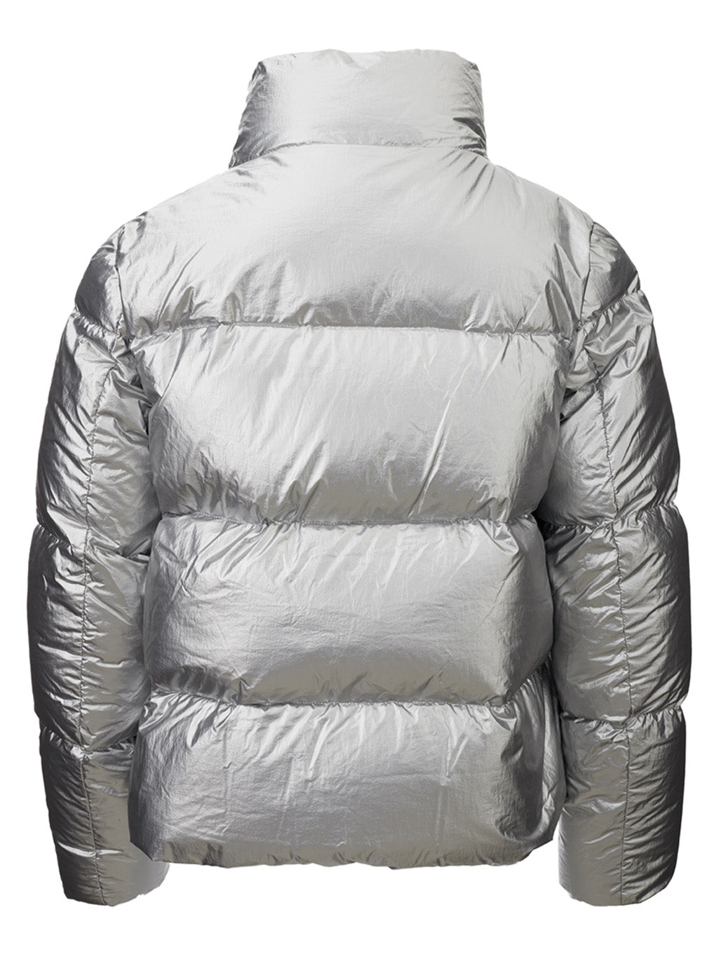 Add Shimmering Silver Quilted Short Jacket