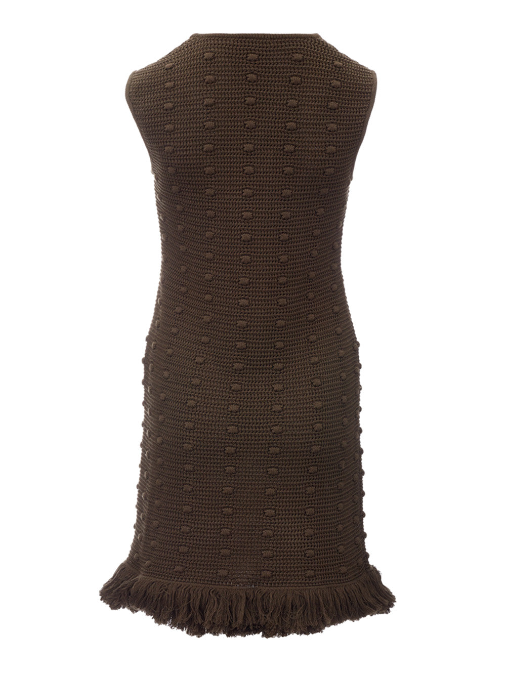 Bottega Veneta Elegant Olive Green Knit Pencil Dress