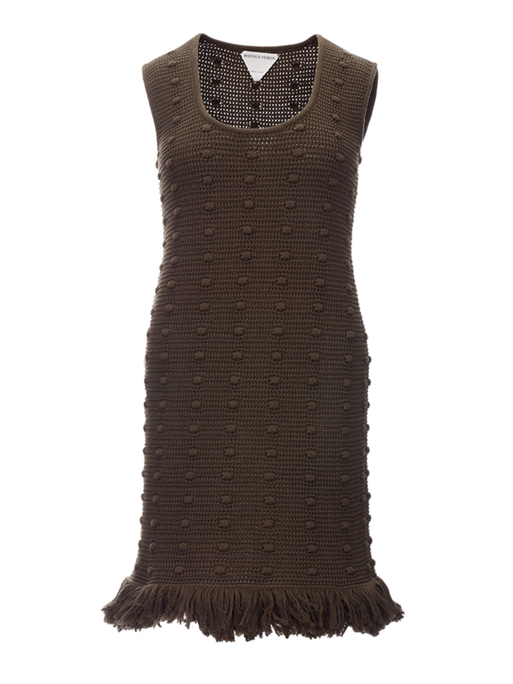 Bottega Veneta Elegant Olive Green Knit Pencil Dress