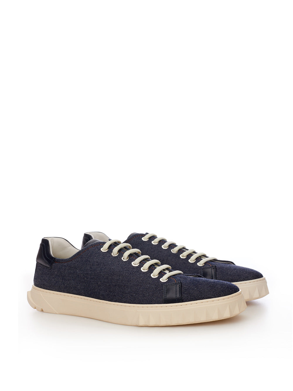 Salvatore Ferragamo Chic Denim Sneakers With Leather Accents