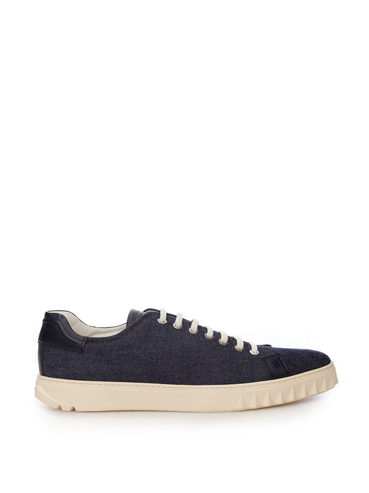 Salvatore Ferragamo Chic Denim Sneakers With Leather Accents